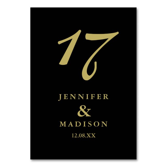 Carte de mariage de script en or noir personnalisé (Par défaut)