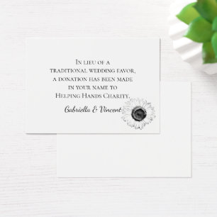 Carte de Mariage de Sunflower Blanc Noir Charité