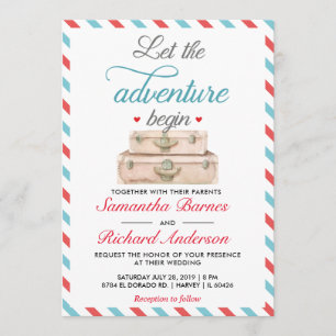 Carte de mariage de voyage carte postale rouge ble