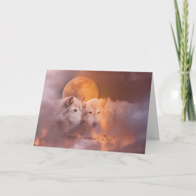 Carte de mariage des deux loups pour la Saint-Vale (Devant)