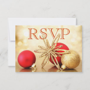 Carte de mariage dorée et rouge pour RSVP de vacan
