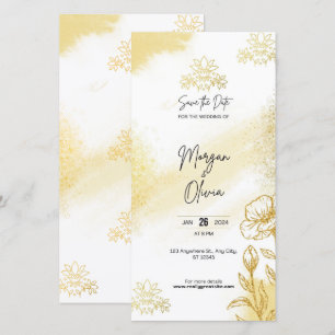 Carte de mariage 'Élégance florale dorée' pour ann