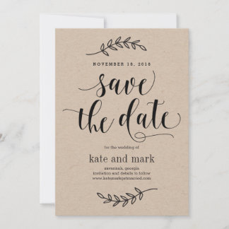Carte de Mariage Élégance Rustique Kraft pour Sauv