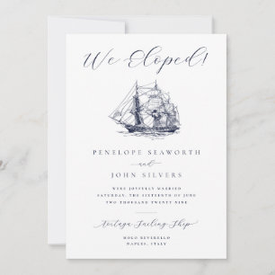 Carte de mariage en fuite avec illustration nautiq