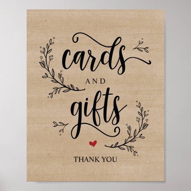 Carte de mariage et cadeaux Rustic Vines Poster (Devant)