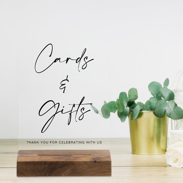 Carte de mariage et tableau cadeau moderne simple (Simple Modern Wedding Cards and Gifts Table Acrylic Sign)