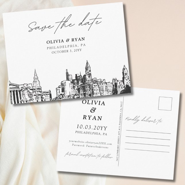 Carte de mariage Faire-part de Philadelphie (Philadelphia Save the Date Postcard Wedding)