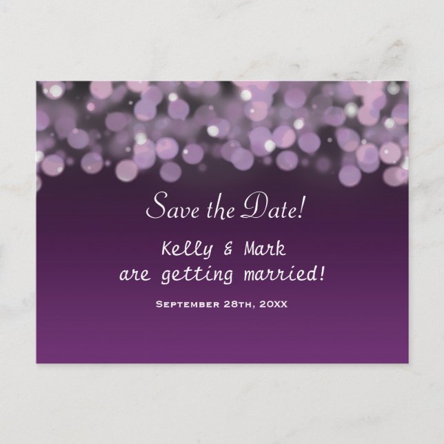 Carte de mariage faire part Purple Sky Lights (Devant)