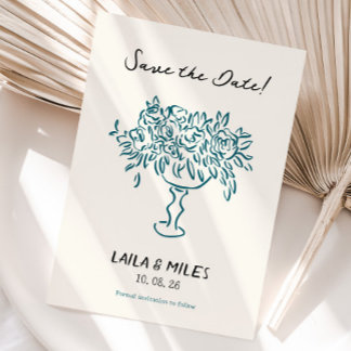 Carte de mariage fantaisiste fleurs pour annoncer 