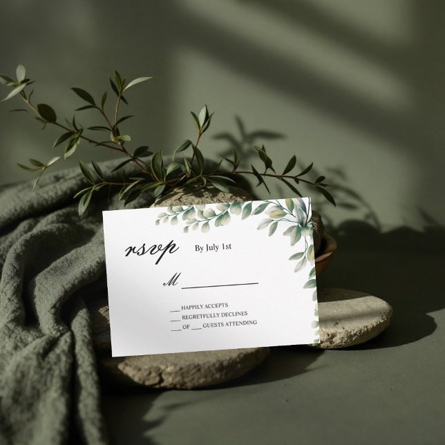 Carte de mariage feuille Eucalyptus rsvp (Créateur téléchargé)