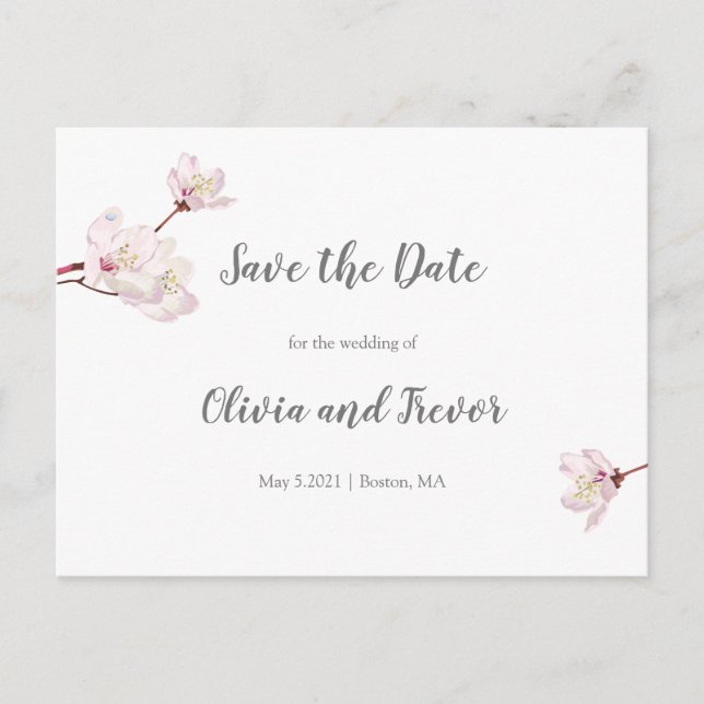 Carte de mariage Fleurs de cerisier roses Sakura S (Devant)