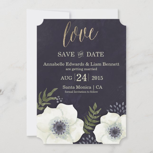 Carte de Mariage Fleurs de Nuit d'Été Enregistrez  (Devant)