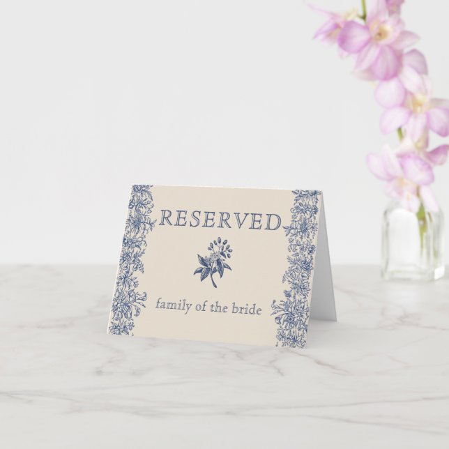 Carte de mariage floral bleu réservé (Orchidée)