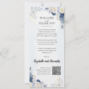 Carte de Mariage Floral Dusty Blue Gold