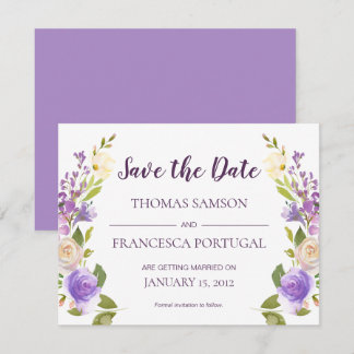 Carte de mariage florale aquarelle lilas pour anno