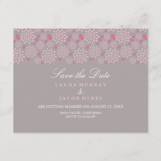 Carte de mariage florale de printemps grise et ros