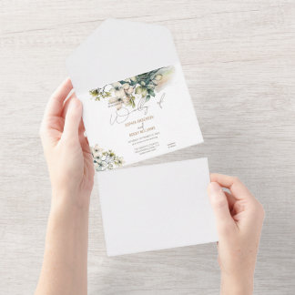 Carte de mariage florale Élégante Bohème aux fleur
