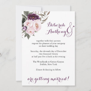 Carte de Mariage florale Russe Propre Purple Peony