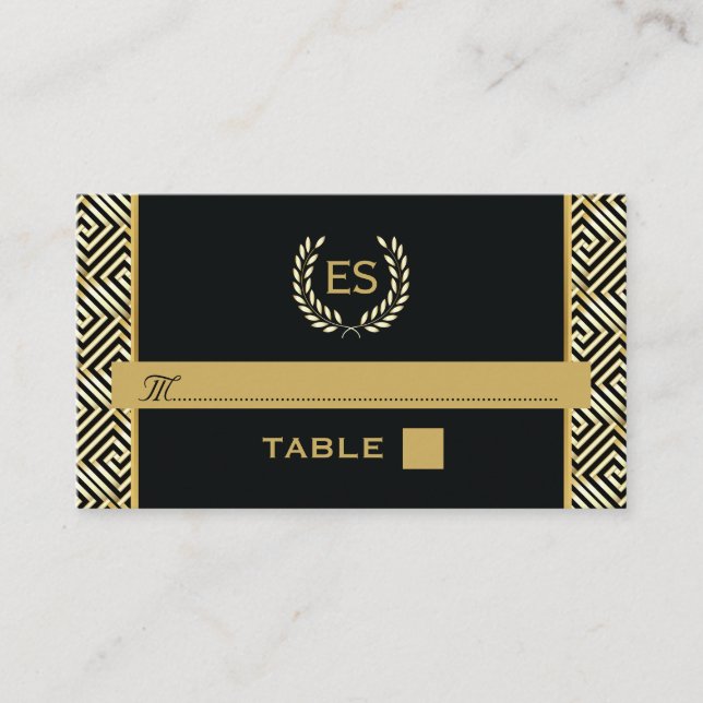 Carte de mariage Gold Greek key & laurel wreath (Devant)