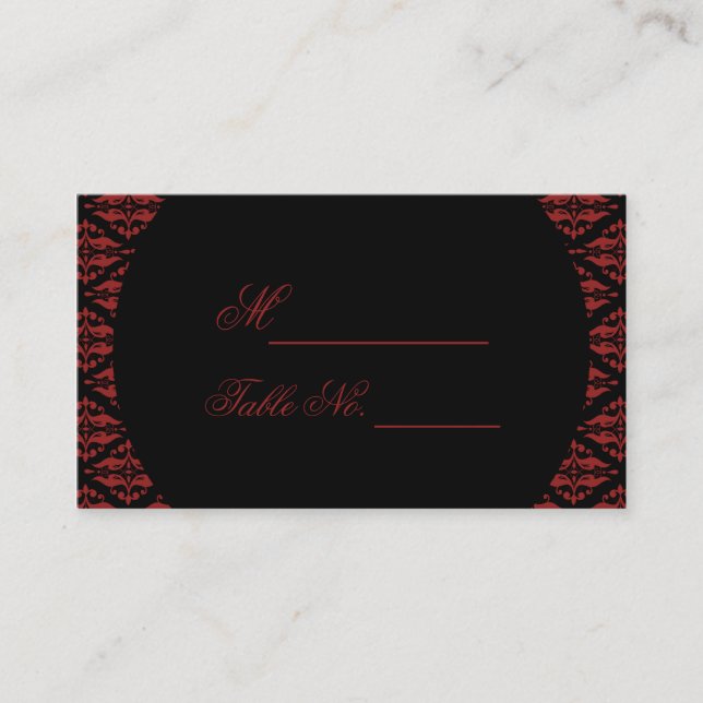 Carte de Mariage gothique rouge et noir Damas (Devant)