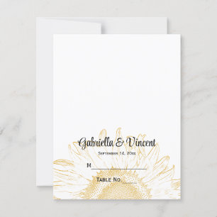 Carte de Mariage graphique de tournesol jaune
