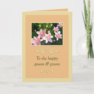 Carte de mariage Groom & Groom aux lys roses