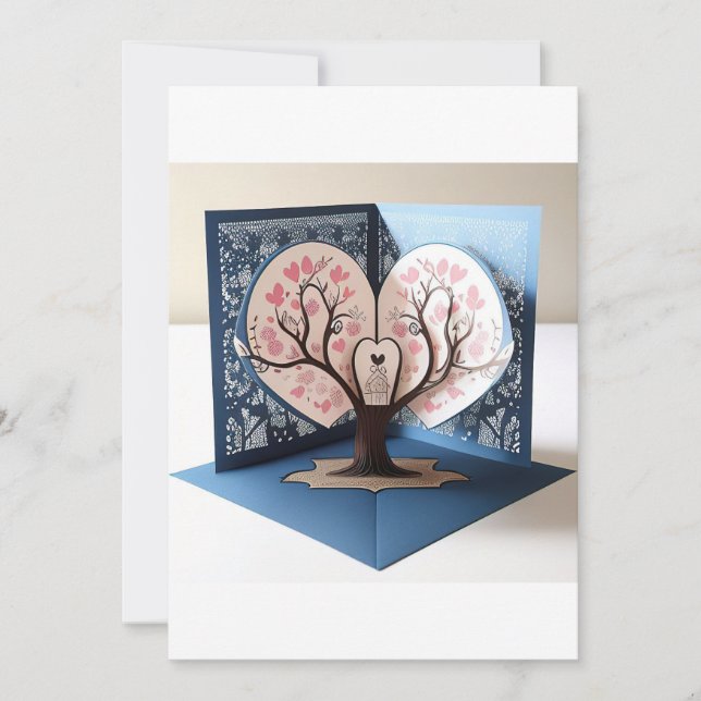Carte de mariage Love Tree 3D (Devant)