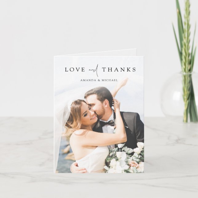 Carte de Mariage Merci photo simple et élégant (Devant)