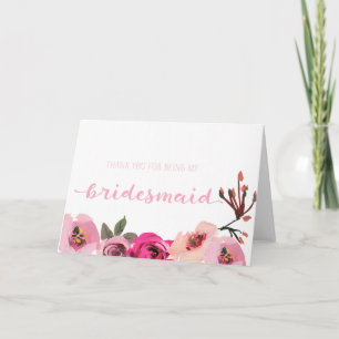 Carte de Mariage Merci rose Floral Bridesmaid