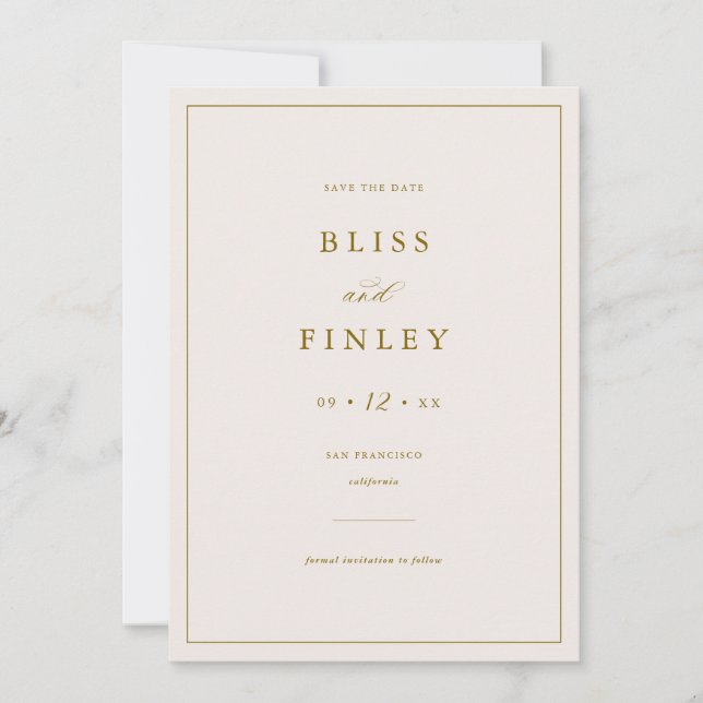 Carte de mariage minimale BLISS Save The Date (Devant)