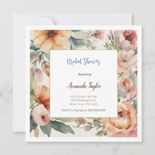 Carte de mariage minimaliste aux fleurs aquarelles