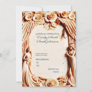carte de mariage moderne à texture de bois ubique