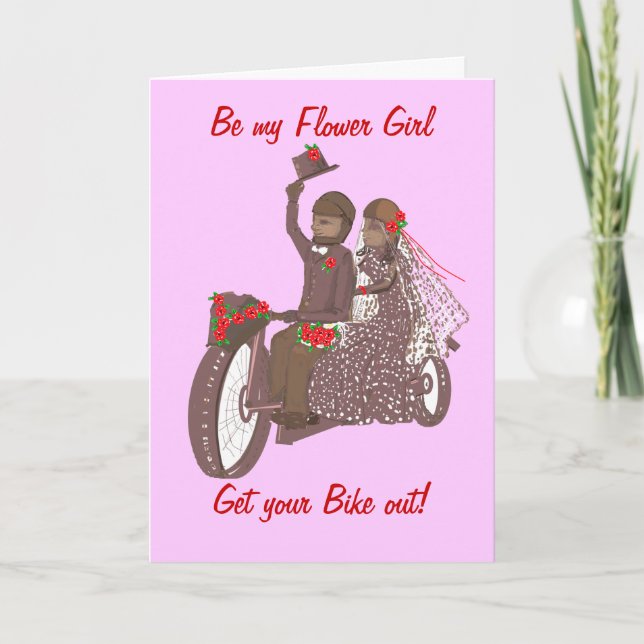 Carte de mariage motarde/ moto Roses Rouges, Produ (Devant)