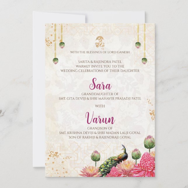 Carte de Mariage numérique Peacock Carte de mariag (Devant)