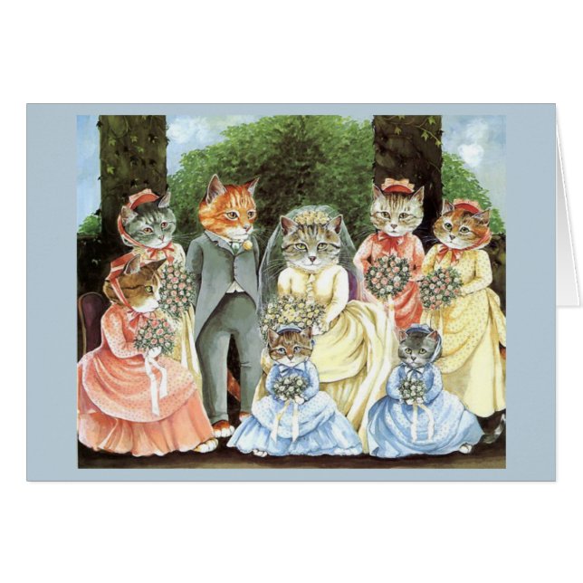 Carte de mariage nuptiale de partie de chat (Devant horizontal)