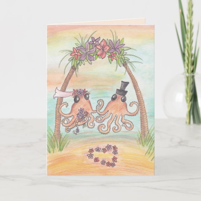 Carte de mariage Octopus Beach (Devant)