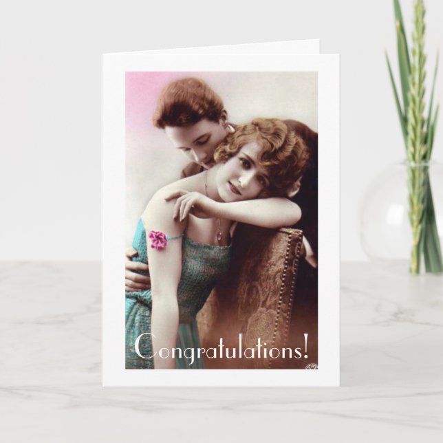 Carte de mariage ou d'anniversaire de couple vinta (Devant)