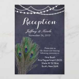 Carte de Mariage Peacock Turquoise Rustique bleu