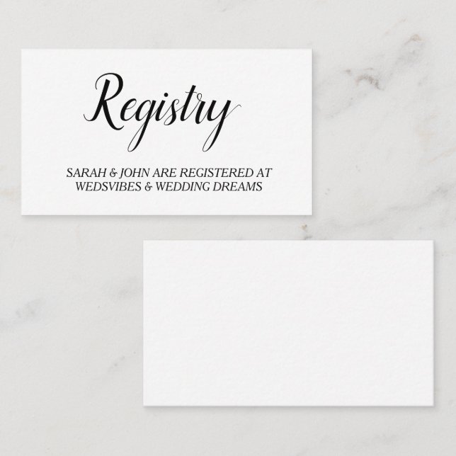 Carte de Mariage personnalisée blanche élégante (Devant / Derrière)
