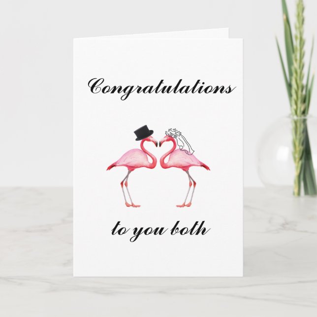 Carte de mariage personnalisée Flamingo (Devant)