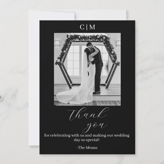 Carte de mariage personnaliséeThank You (Devant)
