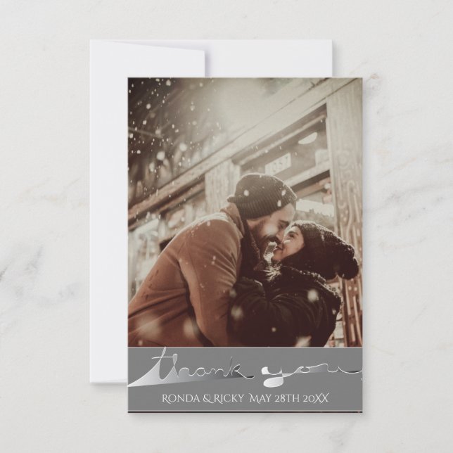 Carte de Mariage photo personnalisée "Merci" (Devant)