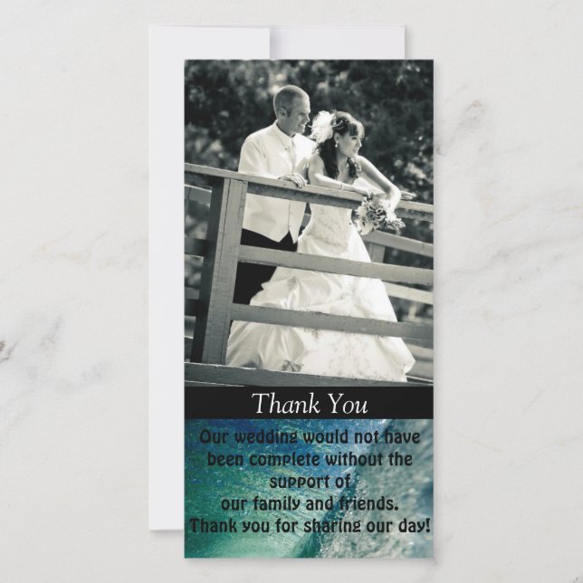 Carte de Mariage photo personnalisée Merci (Devant)