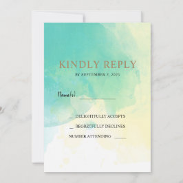 Carte de mariage photo RSVP couleur or turquoise