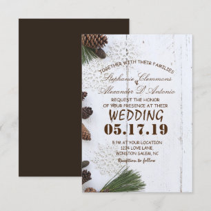 Carte de Mariage pour le Pinecone et le Snowflakes