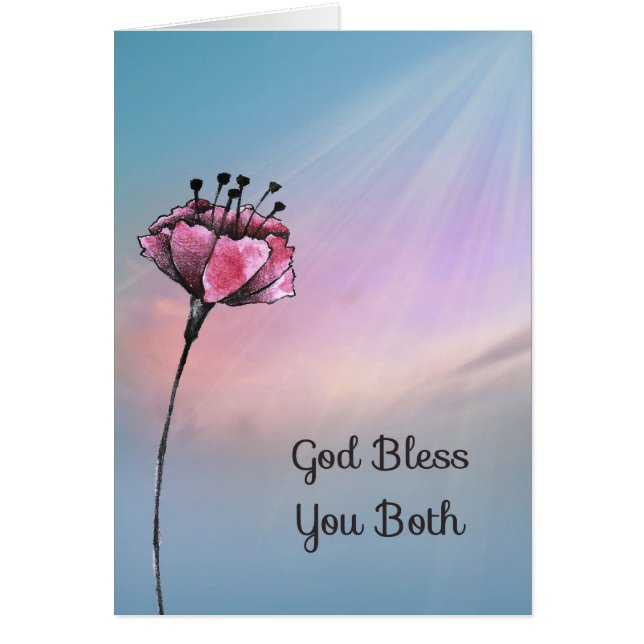 Carte de Mariage religieux avec fleurs (Devant)