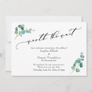 Carte de mariage reporté Eucalyptus Ça vaut la pei