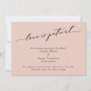 Carte de mariage reporté rose pâle "L'amour est pa