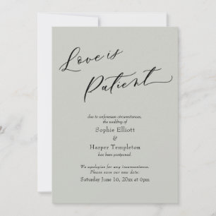 Carte de Mariage Reporté Vert Sage 'L'amour est Pa