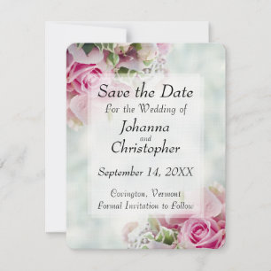 Carte de mariage 'Roses roses enregistrer la date'